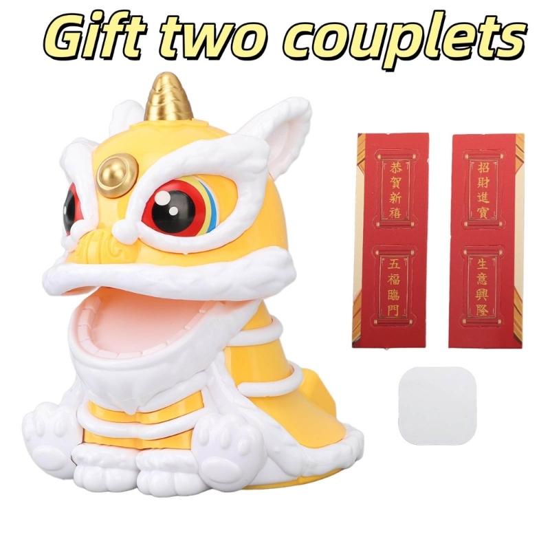 Lucky Lions Dance Solar Car Decoration Traditional Festival Dashboards Ornament Easy Installation For Home And Vehicle