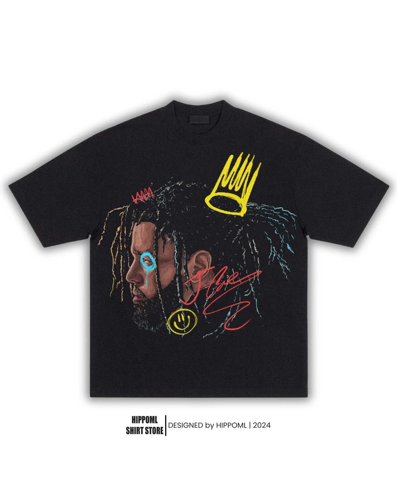 

J Cole World Head Boxy Vintage Shirt Graphic Rappers Tee Retro Streetwear Y2K L