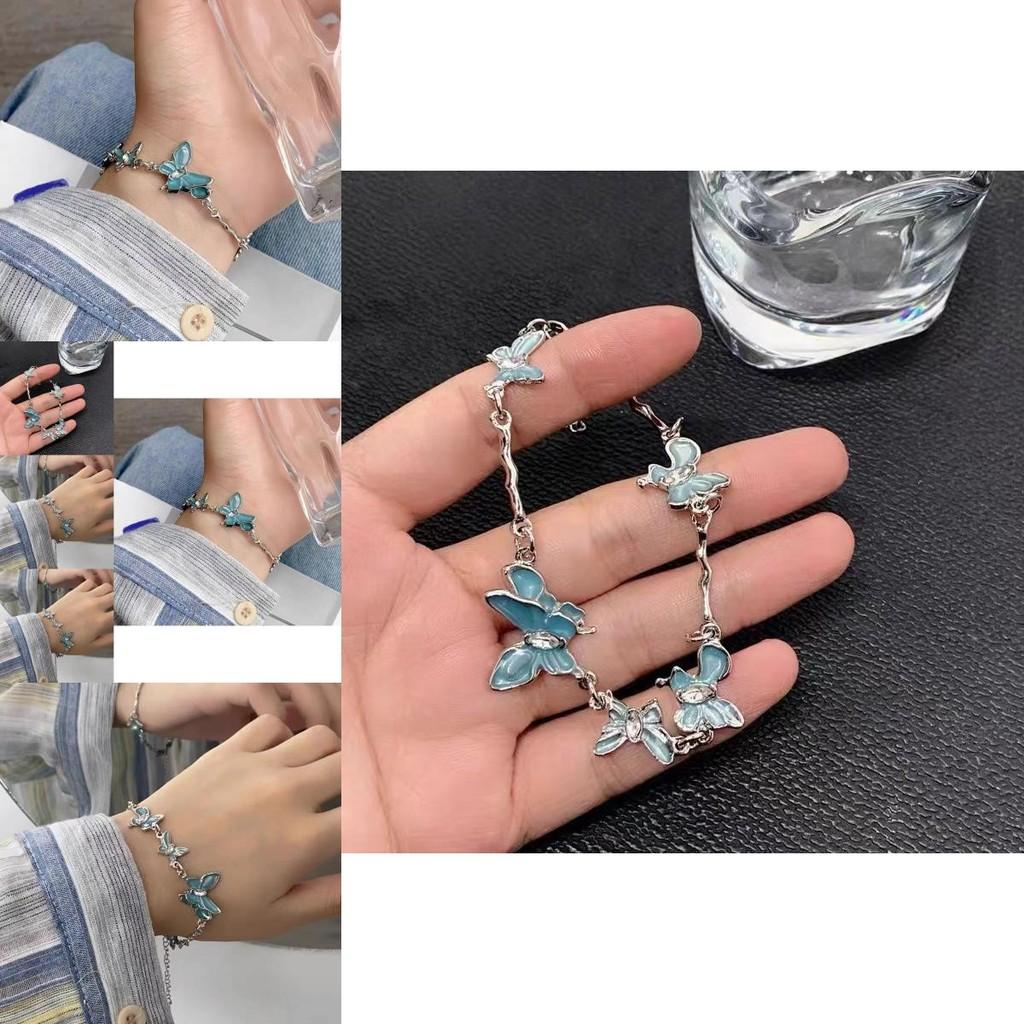Chic Blue Patchwork Butterfly Bracelet For Women Elegant Geometric Design