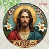 Vintage Tin Sign Jesus Blessings Metal Wall Art Religious Home Decor