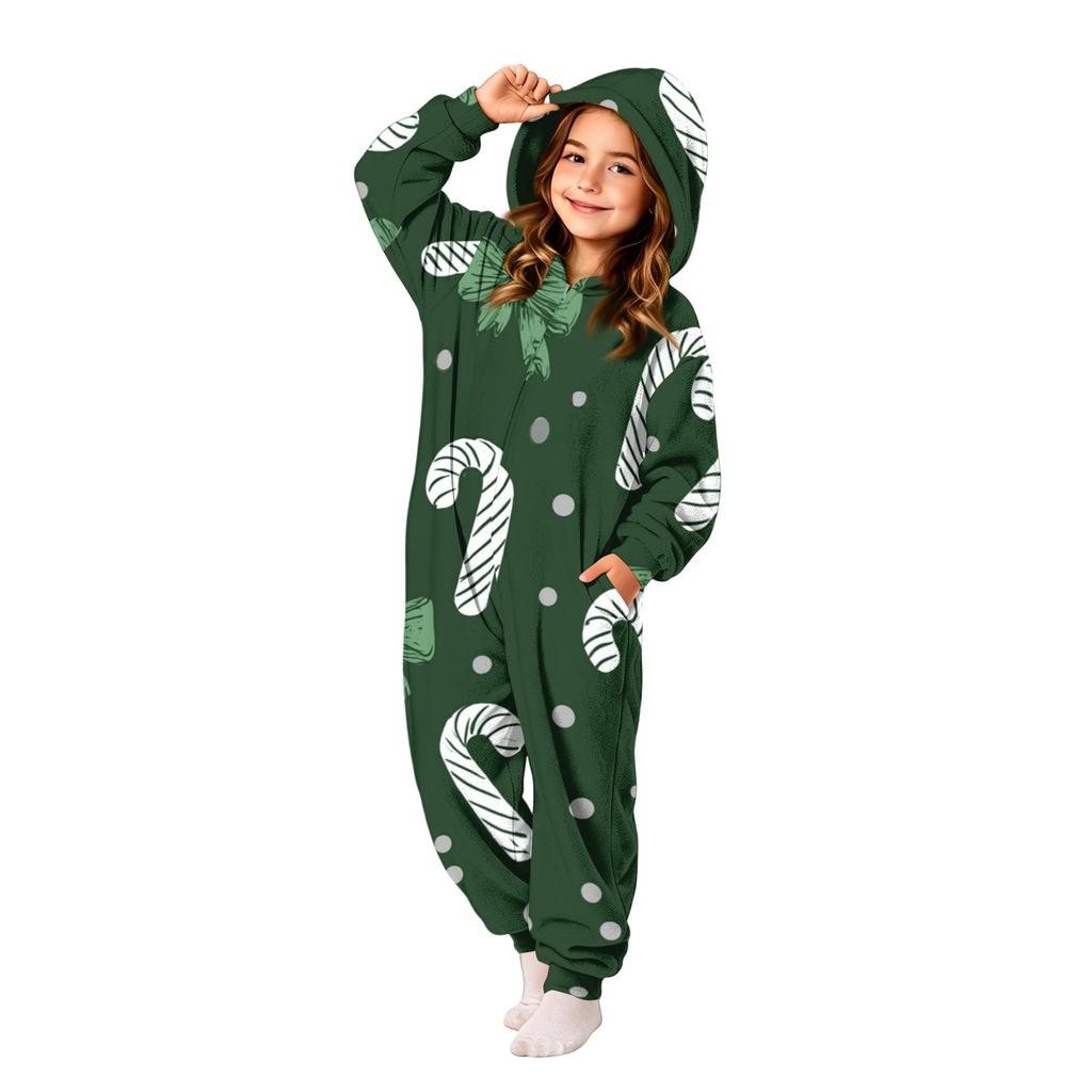 Set de pijama din flanelă cu imprimeu de Crăciun pentru copii, pentru relaxare în vacanță