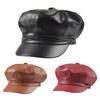 Women Imitation Leather Pure Color Restoring Ancient Ways Outdoor Beret Painter Flat