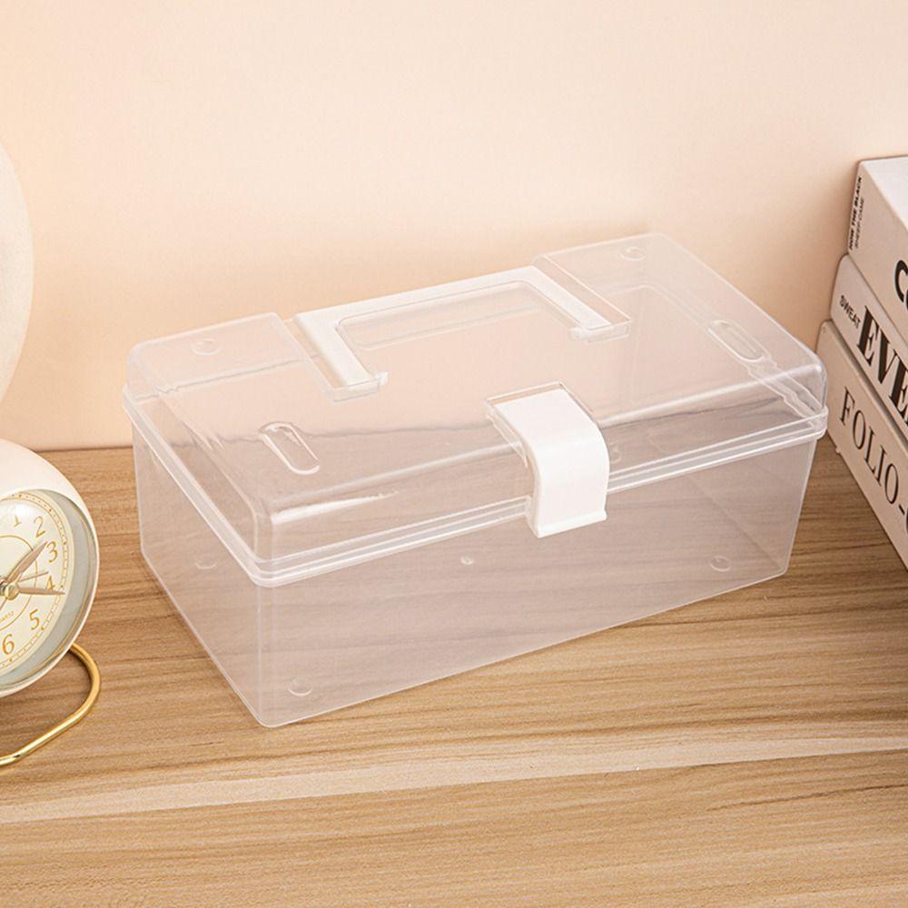 1Pcs Transparent Plastic Storage Box Large-Capacity Sundries Stationery Mask Miscellaneous Container Box Waterproof Dustproof