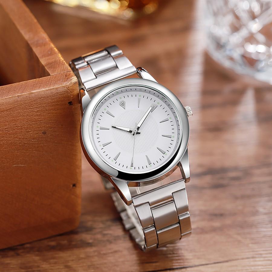 Unisex Steel Band Quartz Wristwatch for Business Couples
