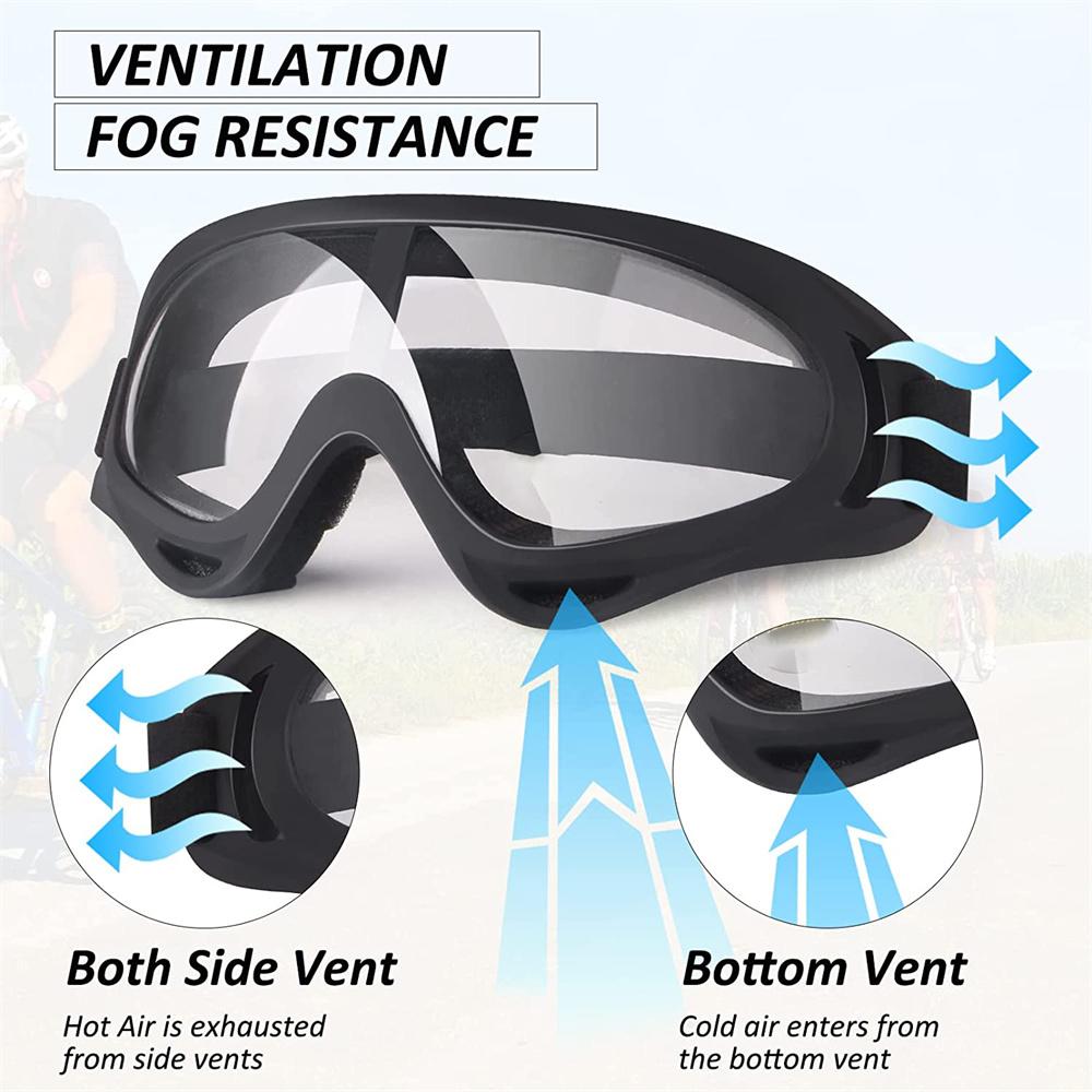 1PC Motorcycle Goggles For Over Glasses UV400 Anti-Fog Shatterproof Clear Lenses