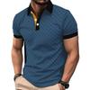 Trendy Geometric Pattern Short-Sleeve Polo Shirt, Stylish Men's Casual Top