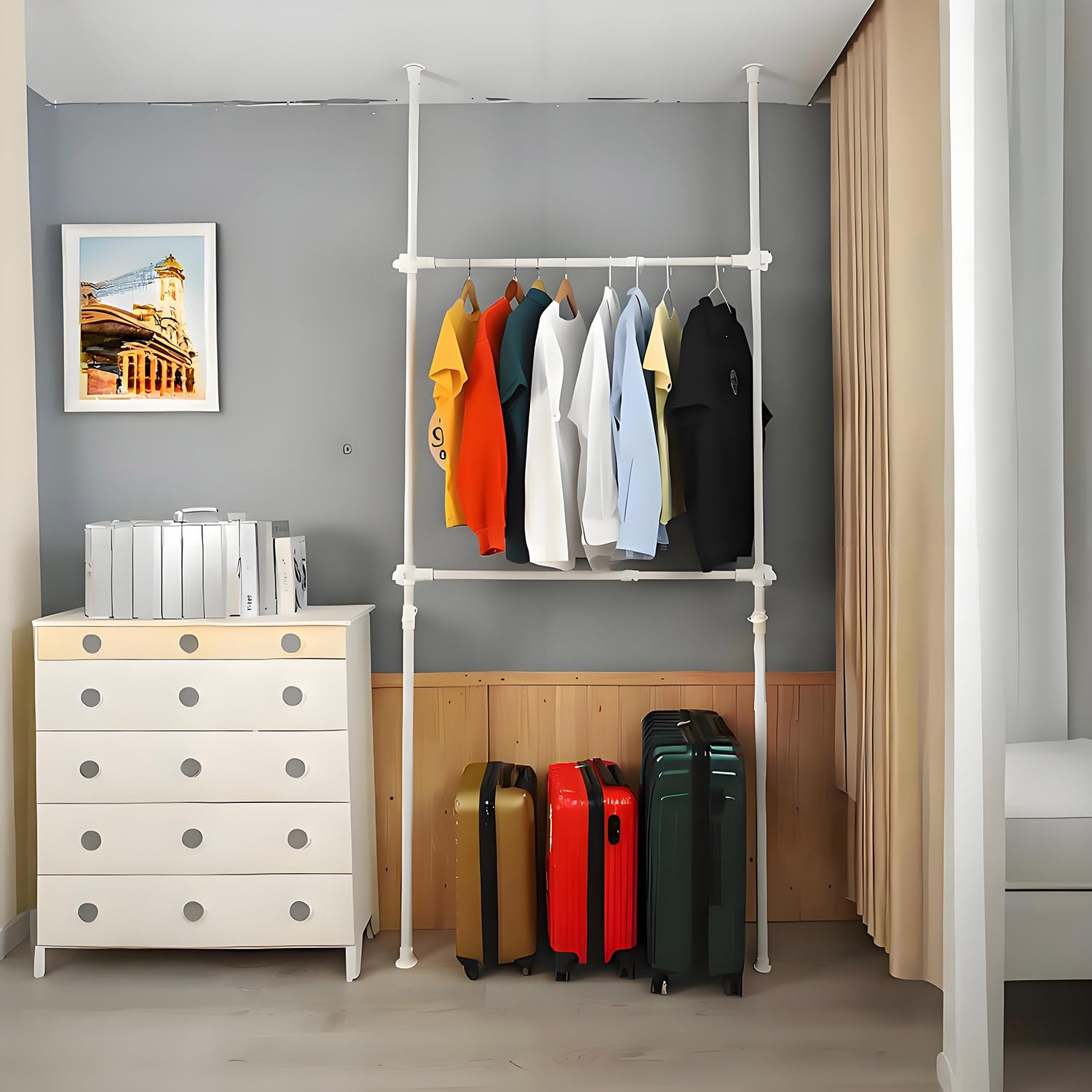 

Мастер Лубань Вешалка 2 Натяжная Одежда Настенная Натяжная Ширина Высота Грузоподъемность Легко Натягивать Белая Стойка, Ярусы, Штанга, Хранение, Хранение, Штанга,