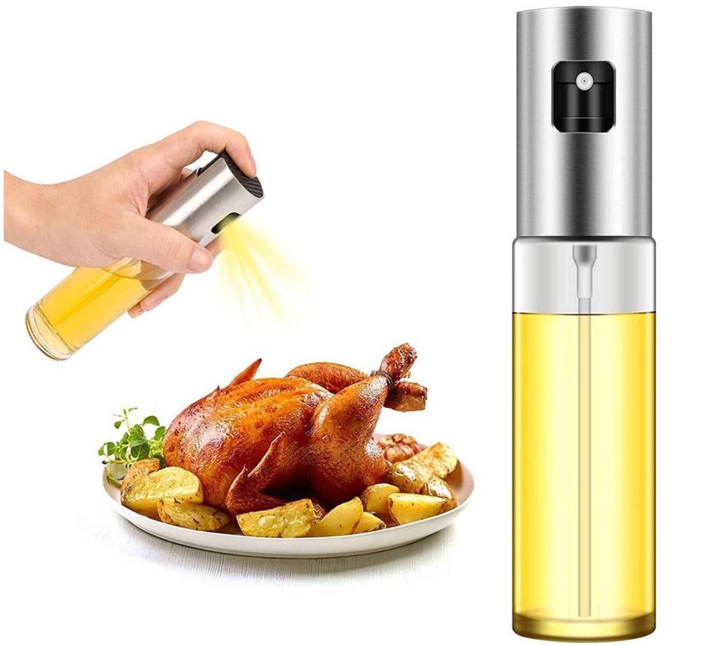 304 Stainless Steel Glass Oil Spray Bottle - Press Type for Barbecue and Cooking