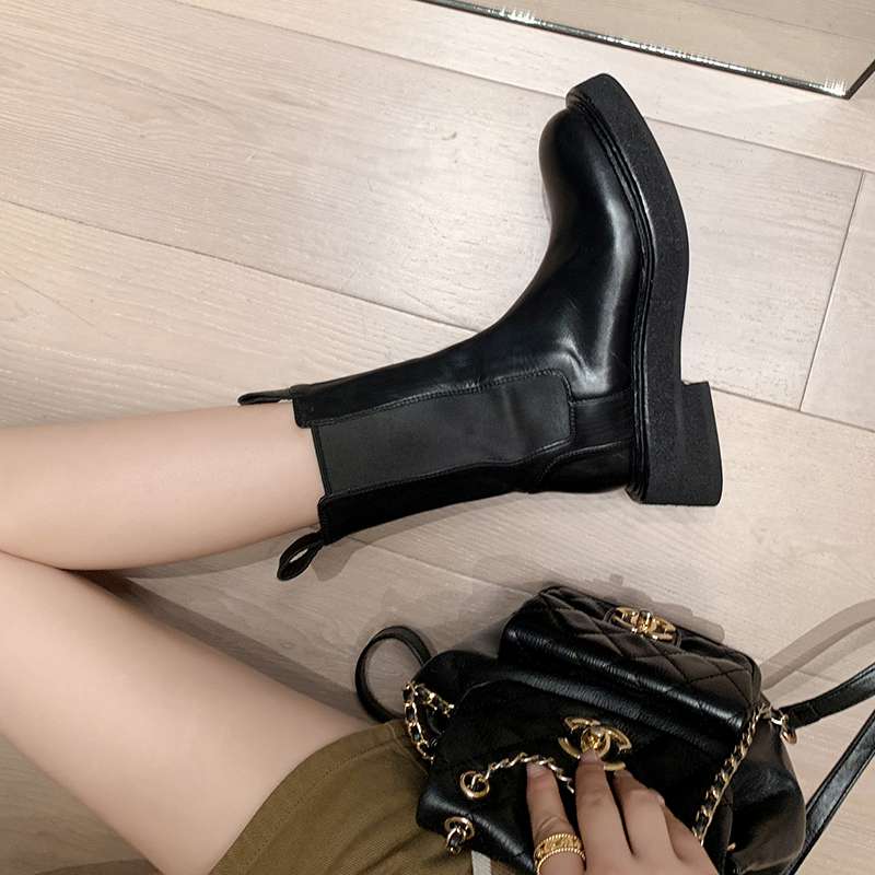 Krazing Pot Cow Leather Autumn Winter Shoes Round Toe Med Heels Slip On Concise Style Women Ankle Boots