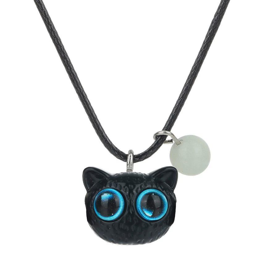 Niedliche Cartoon Katze mit großen Augen Leuchtarmbänder Leuchten im Dunkeln Fluoreszierendes Anhängerarmband für Frauen Paar Freundschaftsschmuck