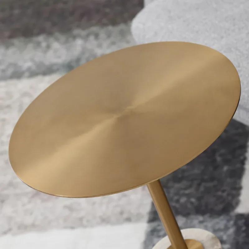 Marble Side Table Nordic Modern Minimalist Metal Coffee Table Designer Round Small Corner Table for Showflat/Balcony/Living Room