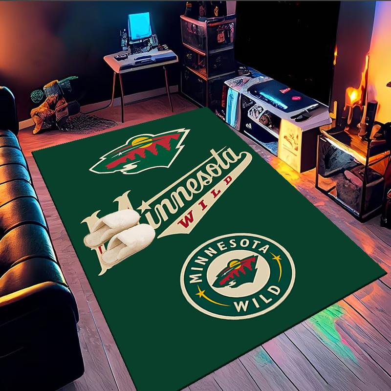 Minnesota-Wild Hockey Team Area Rug Suitable for Indoor And Outdoor,Carpets for Kitchens, Homes, Offices, Living Rooms,Home Decor,Christmas Gift
