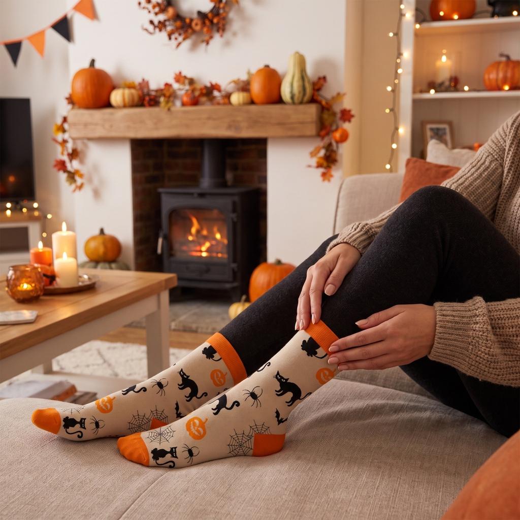 Halloween- och Mönsternovitetssockor för Kvinnor och Män, Mellanhöga