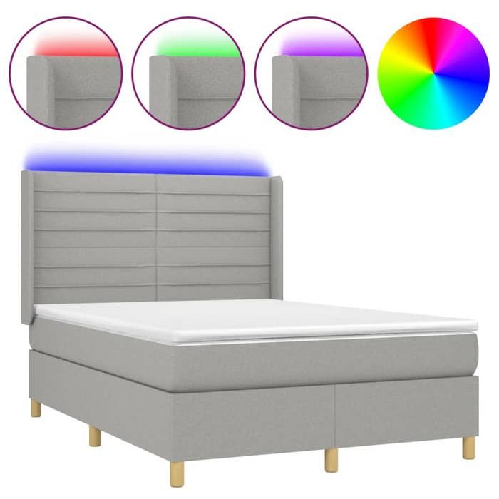 VidaXL Bed Slatted Base with Mattress and LEDs, Upholstered Bed, Double Bed, Adult Bed for Interior Bedroom, 3138949