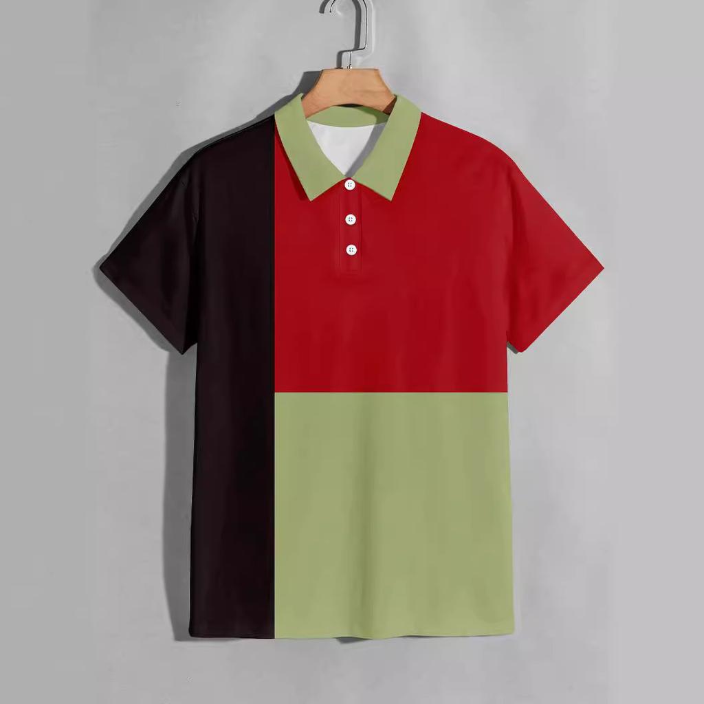 Summer new men's short-sleeved polo shirts fashion clash of colours polo shirts fashionable versatile striped body shirts