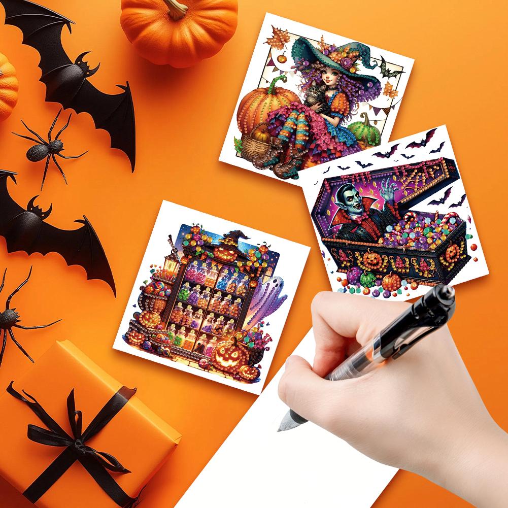 

6PCS DIY Halloween Designs Diamond Art Greeting Cards for Halloween and Holidays United States