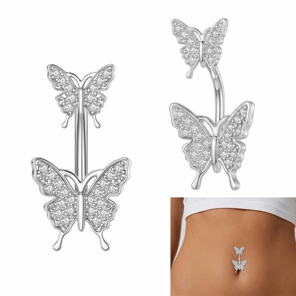 Butterfly Zircon Navel Ring Sunflower Heart Belly Button Ring Fashion Body Piercing Jewelry  Girls