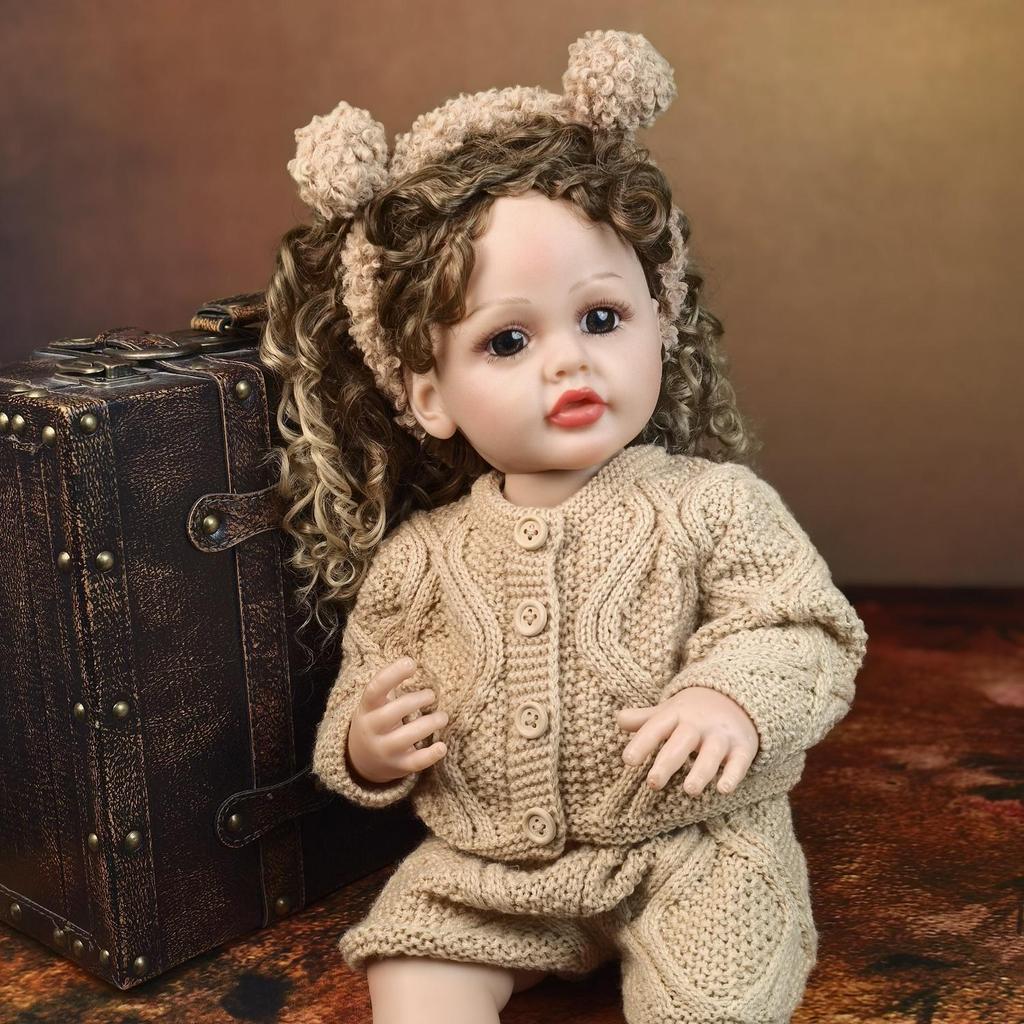 Fashion Curls hair Reborn Baby Dolls 55 cm Girl Lifelike Bear KEIUMI Fashion Babies Doll Model Kids Playmates Birthday Christmas Gifts Toy