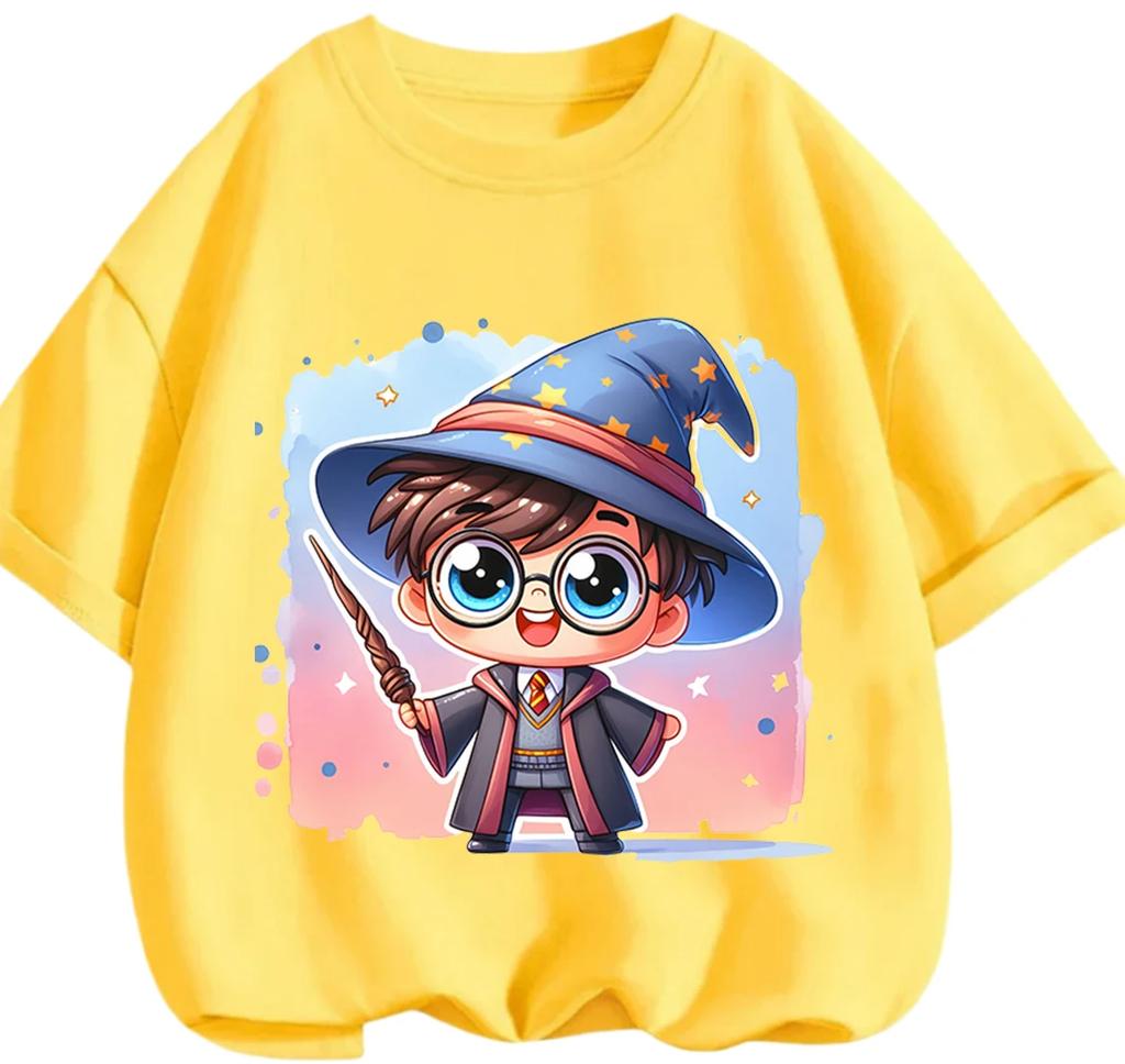 Summer Casual Crew Neck T Shirt Cute Cartoon Harry Potter Print Fashion Street Leisure Tops Kids Boys Girls 3 14 Years