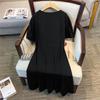 Plus Size Slimming Loose Short-Sleeve Mid-Length Dress - Women's Round Neck (Sizes 200/300/350-9111)