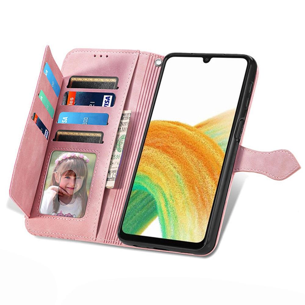 

For Samsung Galaxy A13 4G Zipper Wallet Case with Strap Flower Imprint PU Leather Phone Cover Blue