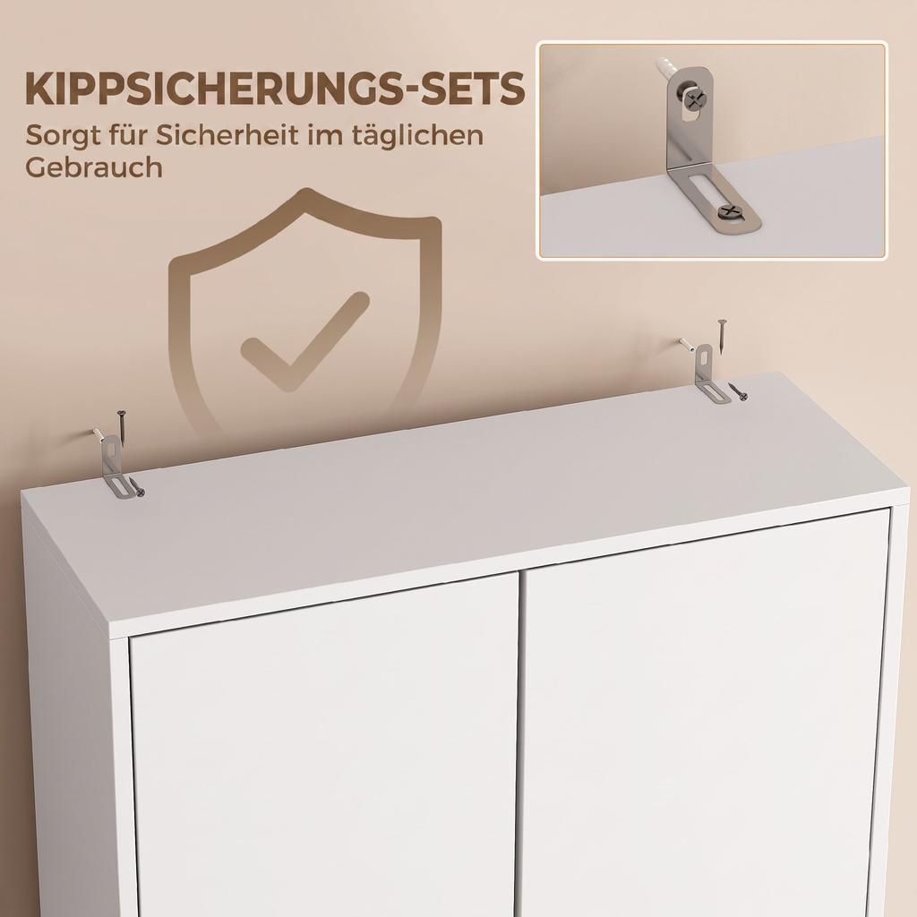 Washing Machine Cabinet with 2 Doors 66 X 24 X 191 Cm White