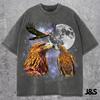 Three Golden Eagle Retro Graphic T-shirts, Vintage Eagle Moon Tshirt, Eagle Lovers, Funny Eagle Tee, Oversized Washed Tee, Silly Gift