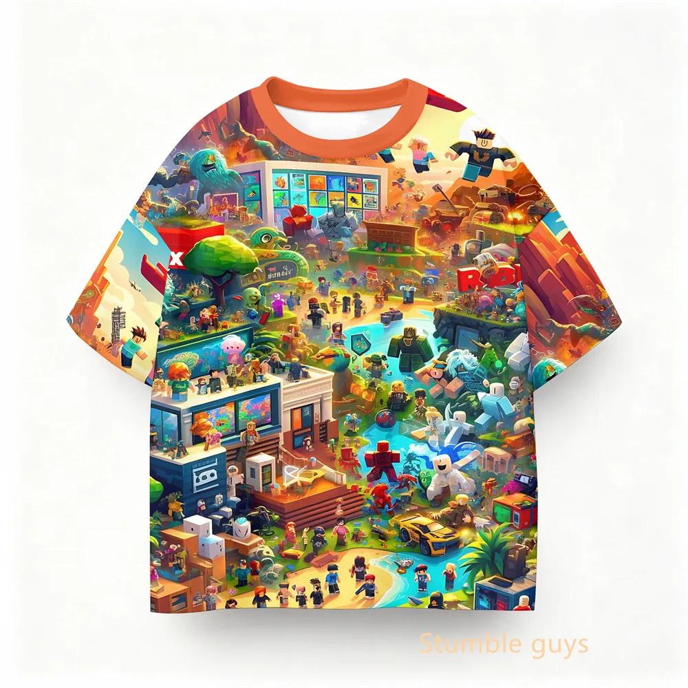 Jungen Kleidung Mädchen Kinder Roblox Sommer Spiel Kurzarm T-Shirt
