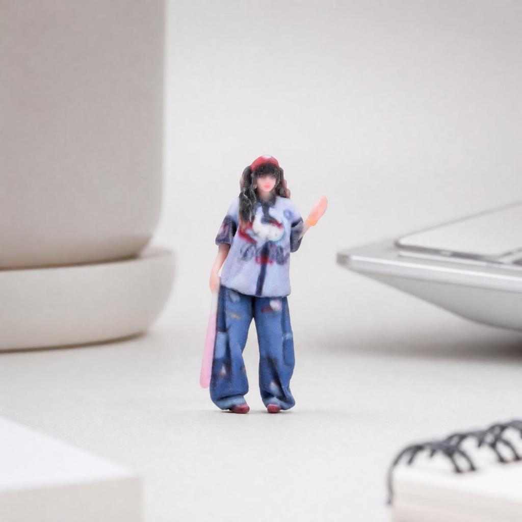 ThreeDimensionalPrinted Resin Female Figurine Detailed Paint 1/64 Scale Standing Miniature Figure