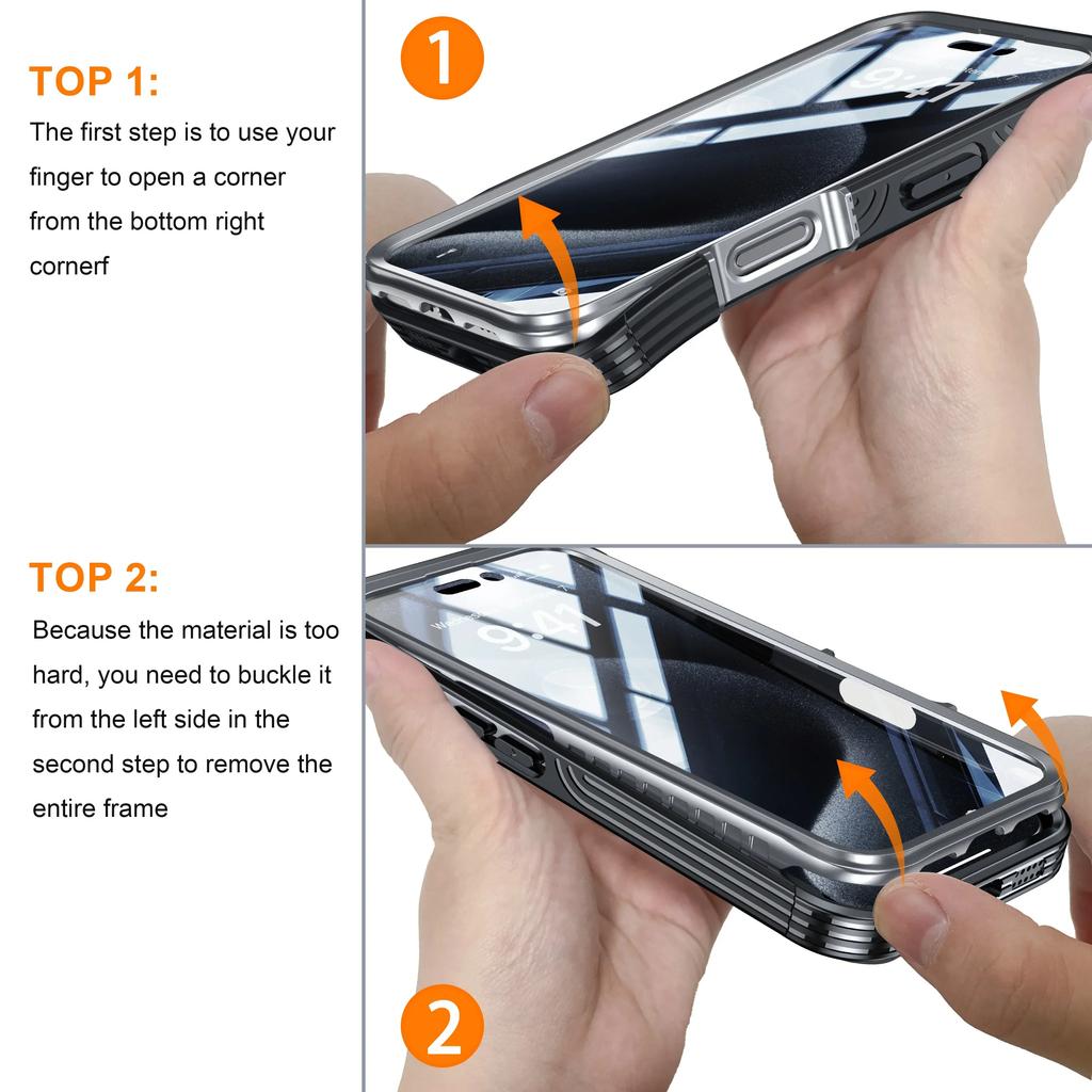 Per iPhone 16e 17e 16 Pro Max 15 Plus IP54 Resistente all'acqua alla vita Custodia Magnetica Antiurto Antipolvere Pellicola Protettiva Schermo Anteriore Cover Trasparente