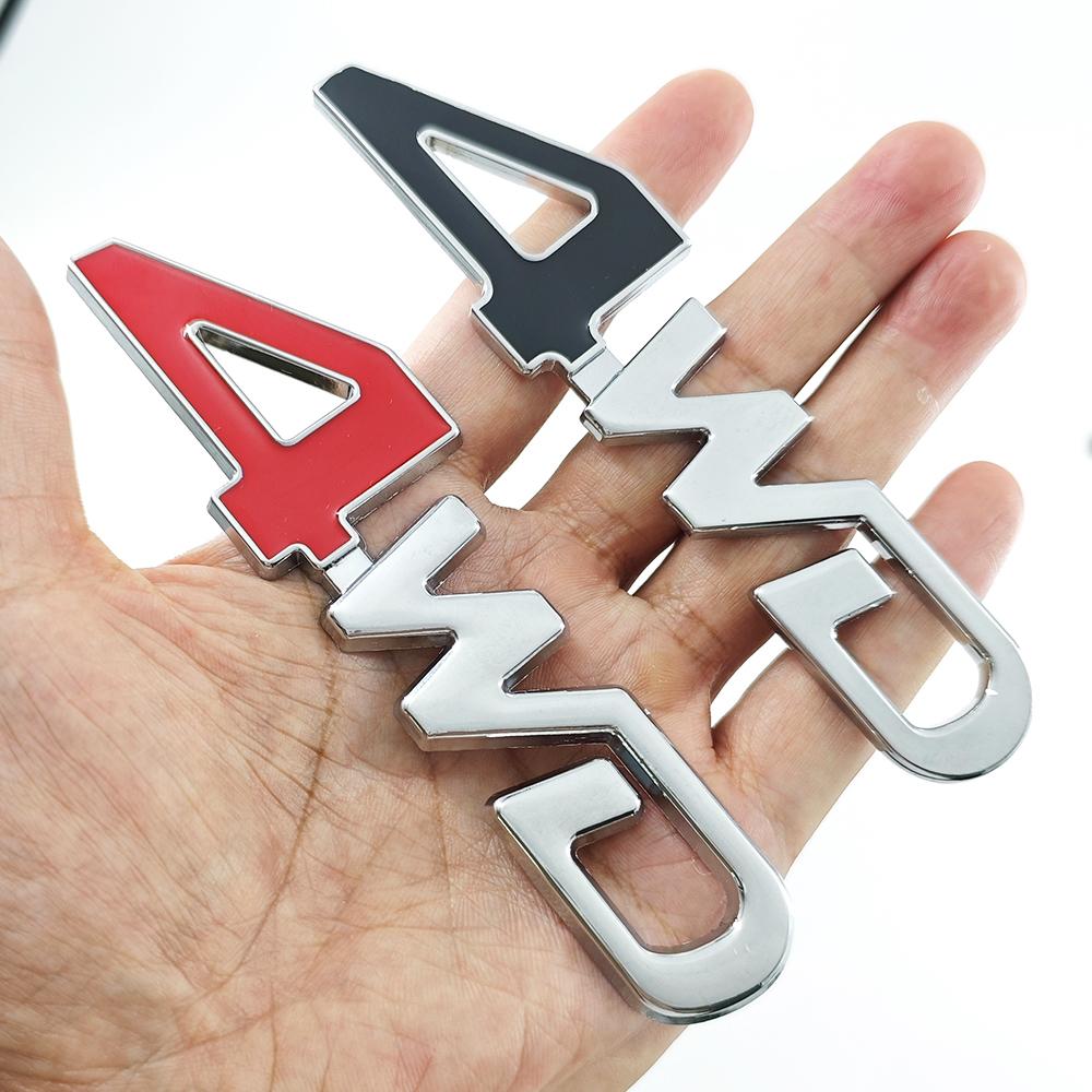 3D Metal 4WD Logo Letters Grill Emblem Badge Fender Car Trunk Sticker Decal For Honda Suzuki CRV Accord Civic Toyota Accessories