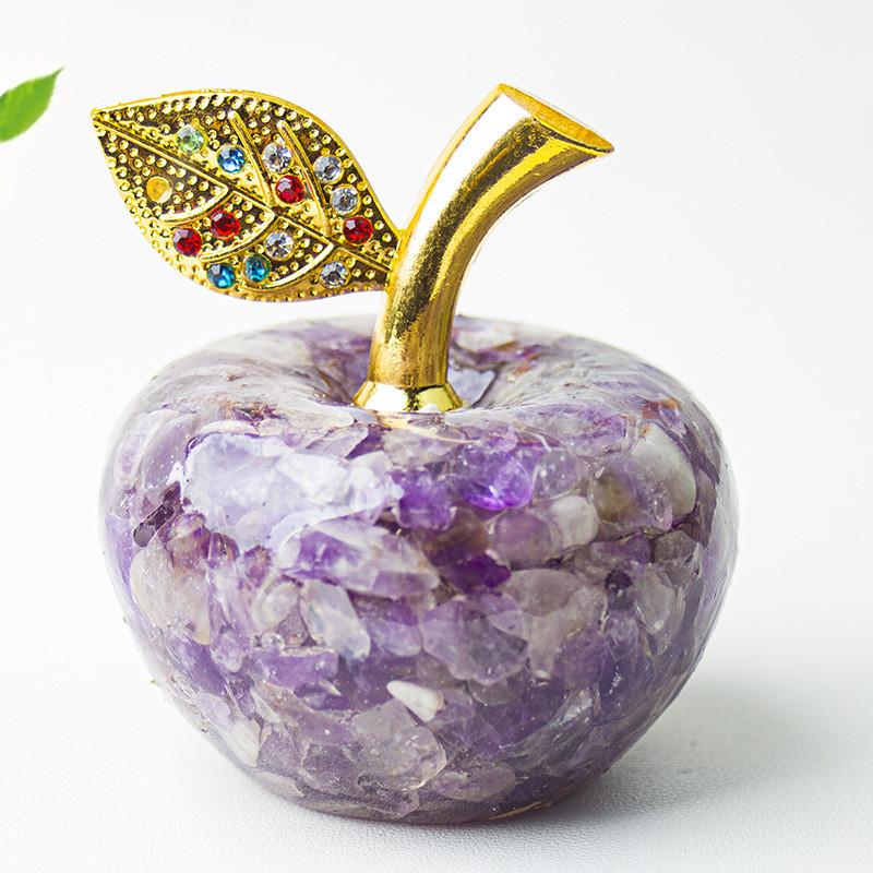 Resin Crystal Apple Figurine For Home Office Decor Gift For Teens Collectors