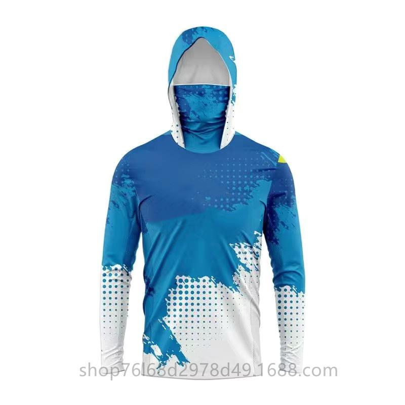 Ice Silk Fishing Suit Men's Outdoor Luya Camouflage Hoodie Mask One-piece Long Sleeve