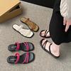 One-word Slippers Women Wear New Fairy Retro Strap Flat Sandals In Summer