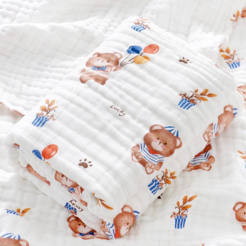 High-Density Six-Layer Pure Cotton Baby Bath Towel and Swaddling Blanket for Newborns and Children