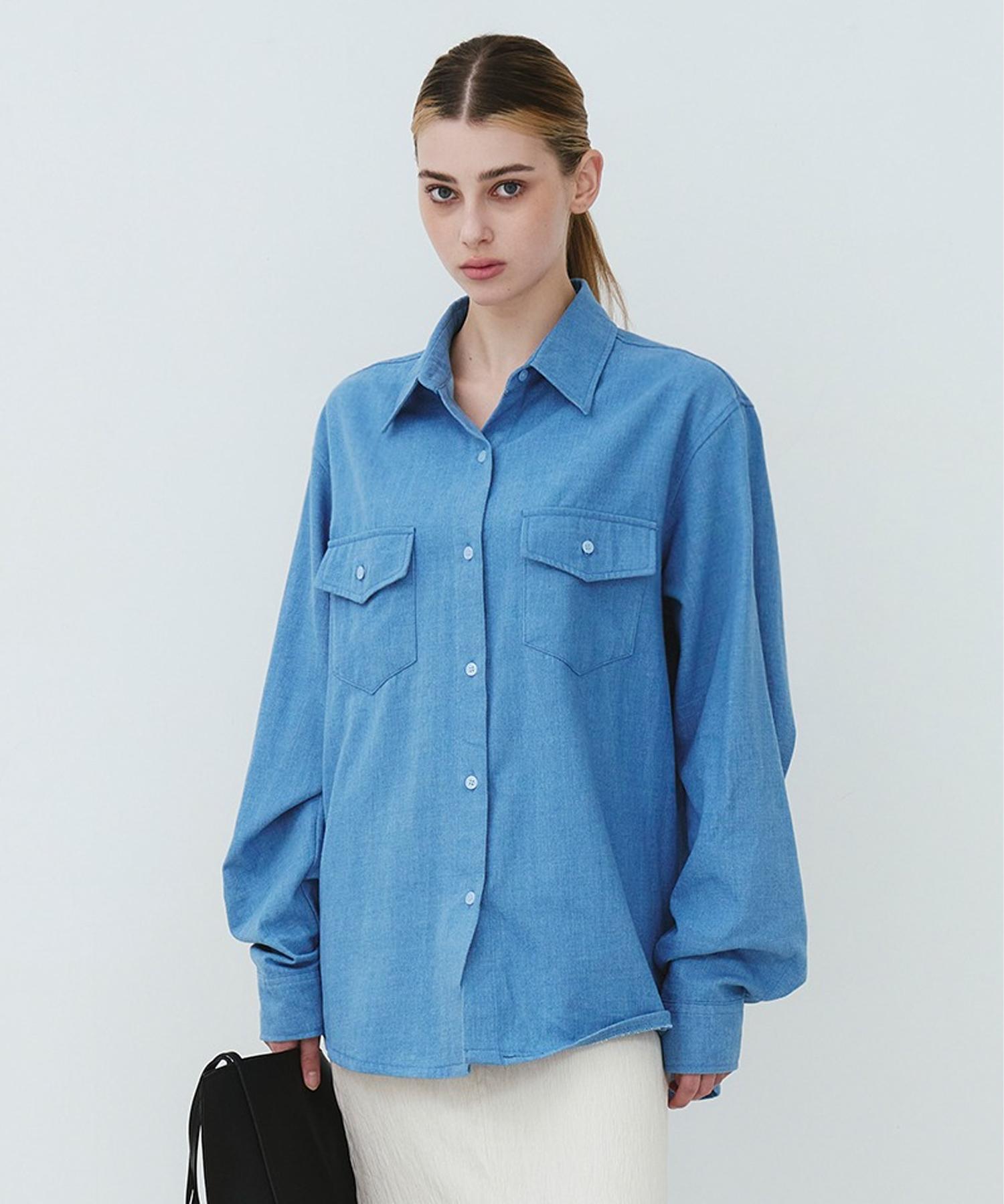 Artinery Classic Denim Oversized Shirt (Blue Denim)