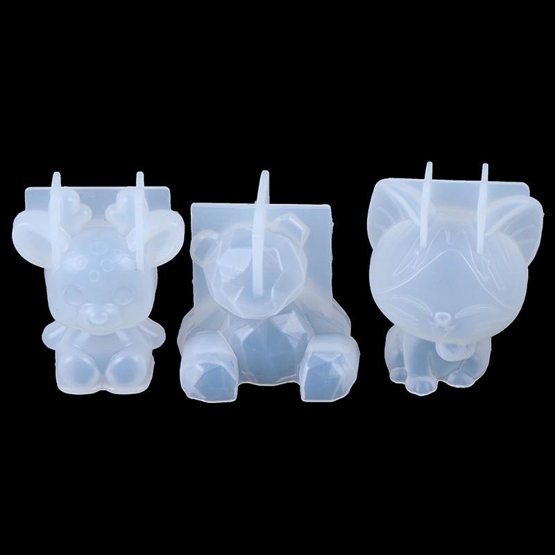 3D Silicone Mold Diy Geometry Stereo Bear Deer Cat Tiger Orangutan Mold Animal Mold Decoration Ornament Mold Cake Tool