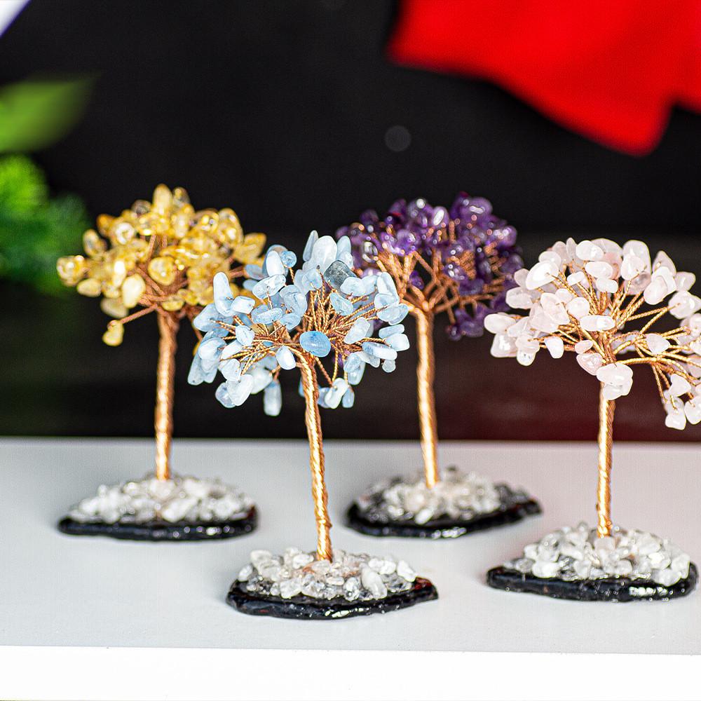 Albero dei Soldi in Cristallo di Quarzo Naturale Con Luce LED Per Scrivania d'Ufficio Decorazione Regalo Per Amici