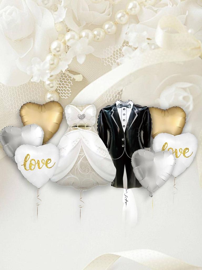 8pcs Bride and Groom Clothing Love Aluminum Film Balloon Set Valentine's Day Wedding Birthday Party Decoration Balloon