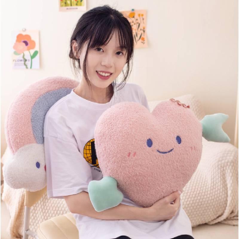 Unique Ins Style Simple Unicorn Rainbow Cloud Heart Plush Pillow For Sofa And Bed