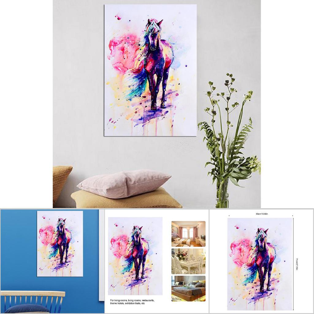 Watercolor Horse Animal Art Oil Painting Canvas Wall Picture Home Decoration 40*57cm