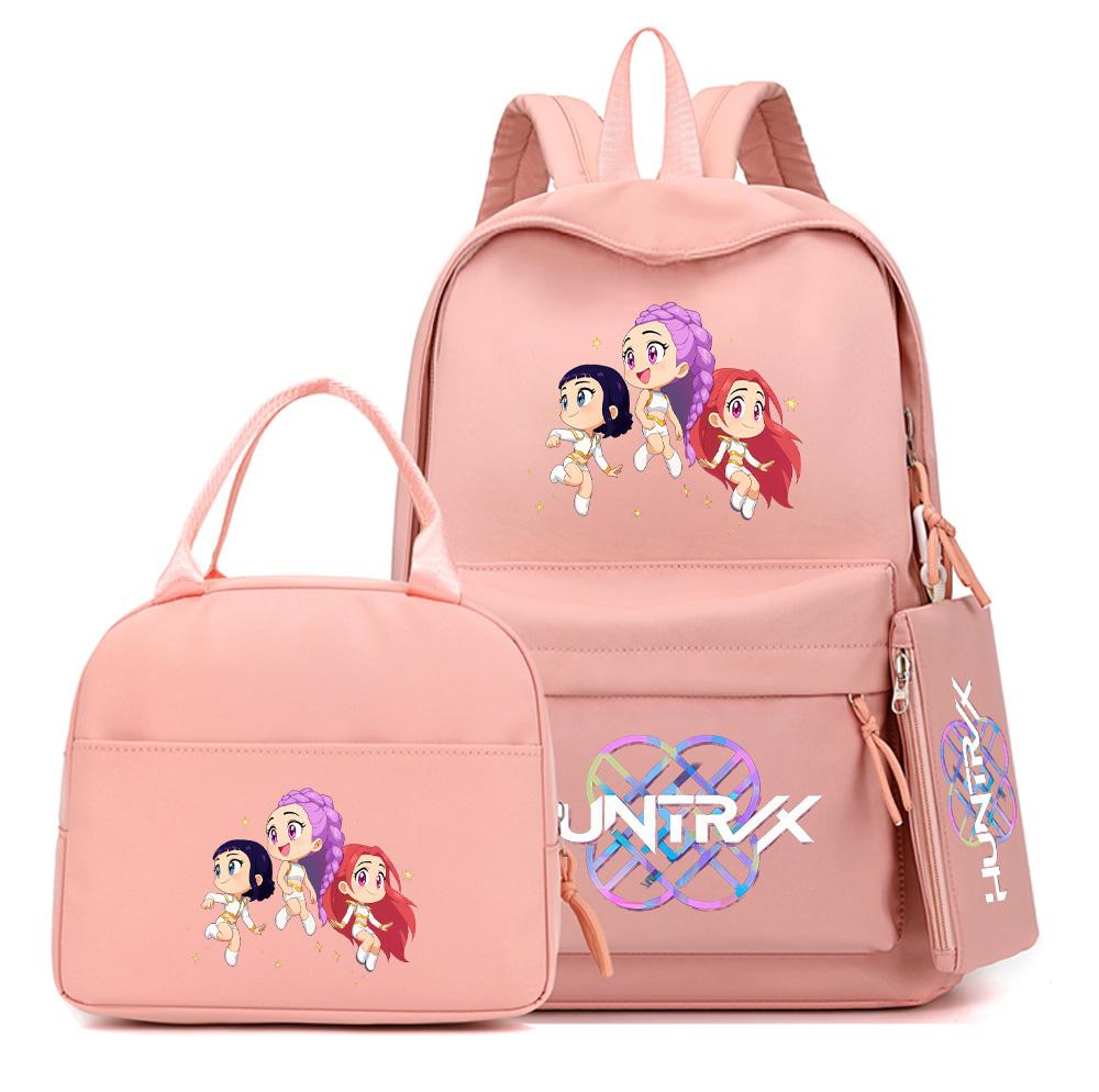 4Pcs/set Anime K-Pop Printed Backpack with Pencil Case Handbag for Teenager Student Boy Girl Bookbag Schoolbag Large Capacity Travel Bag Rucksak