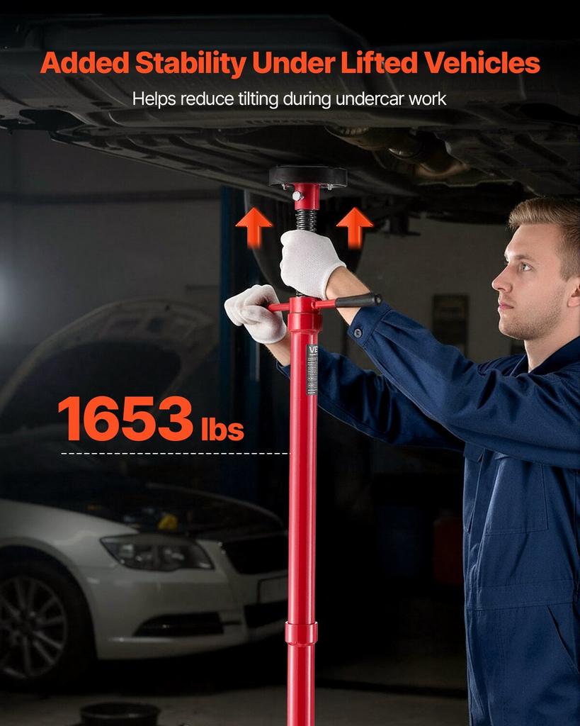 Underhoist Support Stand, 3/4 Ton Capacity Under Hoist Jack Stand with Two Wheels, Lifting from 1320 To 2032 Mm, Bearing Mounted Spin Handle, Foot