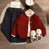 2025 Spring & Autumn Style Red Cardigan Set for Baby Girls and Toddlers