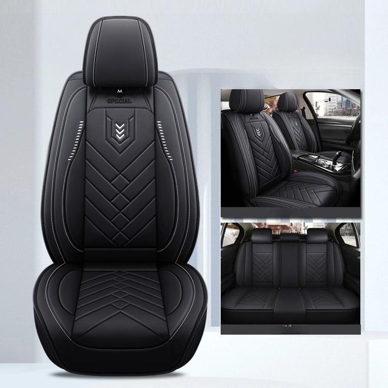 Full Set Car Seat Covers  Luxury Faux Leather Car Seat Covers, Universal Fit Full Coverage Protectors  Comfortable & Durable