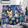 Pokemon Pikachu Flannel Blanket Cozy Comfortable Warm Print for Picnic Travel Bed Sofa Bedroom Chair.-TING