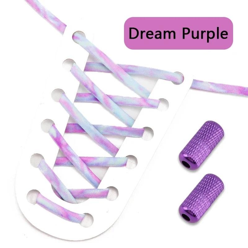 1 Pair No Tie Shoe Laces Round Metal Capsule Lock Elastic Shoelaces For Sneakers Easy To Put On And Off Lazy Shoes Lace Unisex