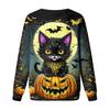 Women's Casual Neck Long Sleeve Raglan Halloween Print Sweatshirt