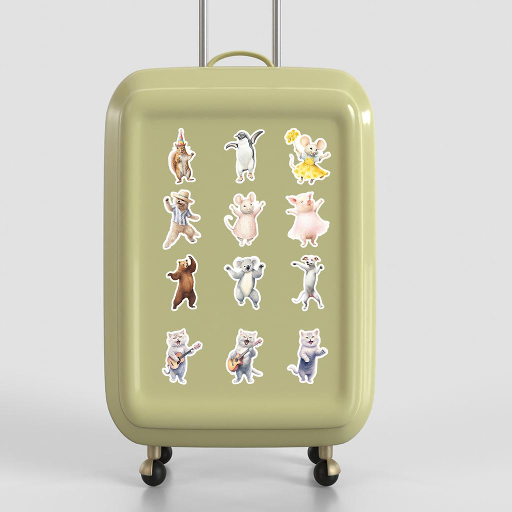 50 Cute Wind Dancing Animals Graffiti Stickers Water Cup Suitcase Waterproof Decorative Stickers Creative Animal Stickers