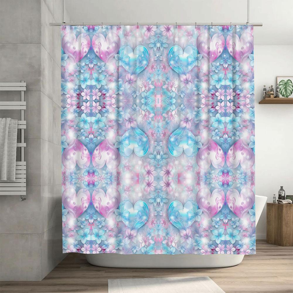 GAEPink Blue Floral Shower Curtain Waterproof Decorative Bathroom Liner Home Improvement